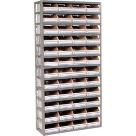 GLOBAL EQUIPMENT Steel Open Shelving with 48 Corrugated Shelf Bins 13 Shelves - 36x12x73 235009